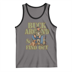 Trump Camo Hunting Tank Top Buck Around And Find Out TS02 Deep Heather Black Print Your Wear