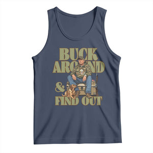 Trump Camo Hunting Tank Top Buck Around And Find Out TS02 Navy Print Your Wear