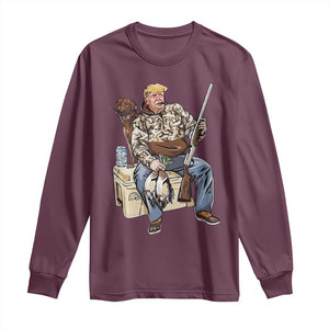 Trump Camo Duck Hunting Long Sleeve Shirt Funny Drinking Hunter With Dog Camoflage TS02 Maroon Print Your Wear