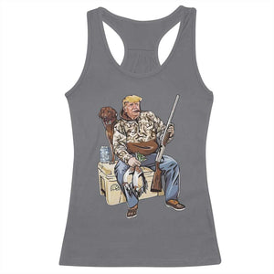 Trump Camo Duck Hunting Racerback Tank Top Funny Drinking Hunter With Dog Camoflage TS02 Charcoal Print Your Wear