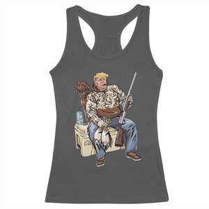 Trump Camo Duck Hunting Racerback Tank Top Funny Drinking Hunter With Dog Camoflage TS02 Dark Heather Print Your Wear