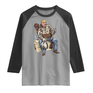 Trump Camo Duck Hunting Raglan Shirt Funny Drinking Hunter With Dog Camoflage TS02 Sport Gray Black Print Your Wear