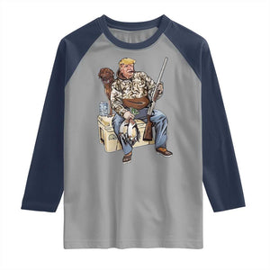 Trump Camo Duck Hunting Raglan Shirt Funny Drinking Hunter With Dog Camoflage TS02 Sport Gray Navy Print Your Wear