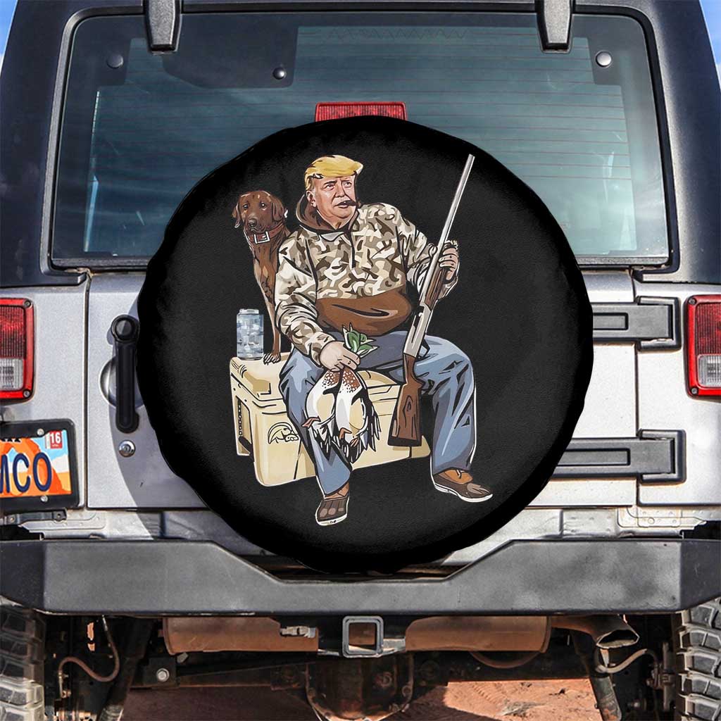 Trump Camo Duck Hunting Spare Tire Cover Funny Drinking Hunter With Dog Camoflage TS02 No hole Black Print Your Wear