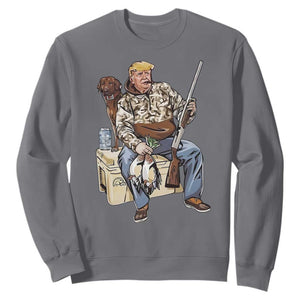 Trump Camo Duck Hunting Sweatshirt Funny Drinking Hunter With Dog Camoflage TS02 Charcoal Print Your Wear