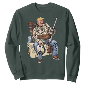 Trump Camo Duck Hunting Sweatshirt Funny Drinking Hunter With Dog Camoflage TS02 Dark Forest Green Print Your Wear