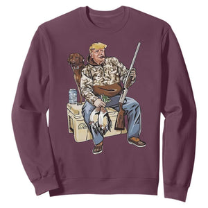 Trump Camo Duck Hunting Sweatshirt Funny Drinking Hunter With Dog Camoflage TS02 Maroon Print Your Wear