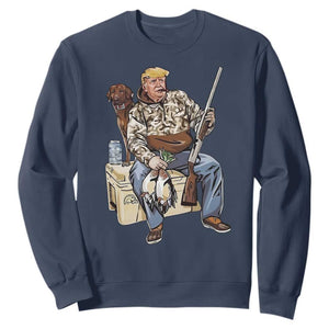 Trump Camo Duck Hunting Sweatshirt Funny Drinking Hunter With Dog Camoflage TS02 Navy Print Your Wear