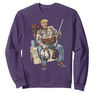 Trump Camo Duck Hunting Sweatshirt Funny Drinking Hunter With Dog Camoflage TS02 Purple Print Your Wear