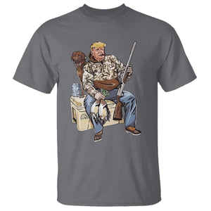 Trump Camo Duck Hunting T Shirt Funny Drinking Hunter With Dog Camoflage TS02 Charcoal Print Your Wear