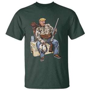 Trump Camo Duck Hunting T Shirt Funny Drinking Hunter With Dog Camoflage TS02 Dark Forest Green Print Your Wear