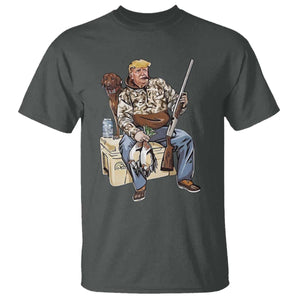 Trump Camo Duck Hunting T Shirt Funny Drinking Hunter With Dog Camoflage TS02 Dark Heather Print Your Wear