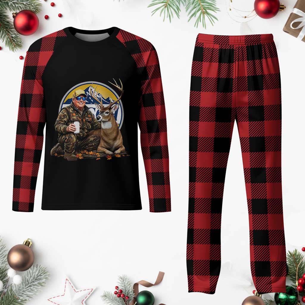 Trump Deer Hunting Plaid Pajama Set Hunter Beer Drinking Retro Vintage TS02 Buffalo Plaid Print Your Wear