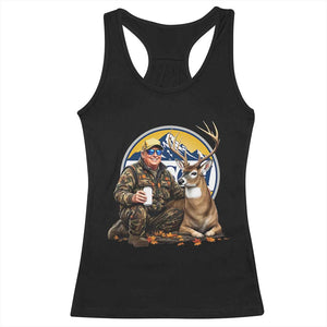 Trump Deer Hunting Racerback Tank Top Hunter Beer Drinking Retro Vintage TS02 Black Print Your Wear