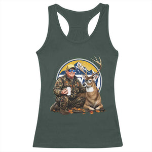 Trump Deer Hunting Racerback Tank Top Hunter Beer Drinking Retro Vintage TS02 Dark Forest Green Print Your Wear