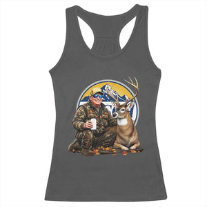 Trump Deer Hunting Racerback Tank Top Hunter Beer Drinking Retro Vintage TS02 Dark Heather Print Your Wear