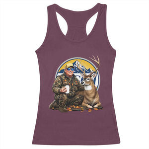 Trump Deer Hunting Racerback Tank Top Hunter Beer Drinking Retro Vintage TS02 Maroon Print Your Wear