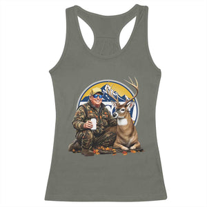 Trump Deer Hunting Racerback Tank Top Hunter Beer Drinking Retro Vintage TS02 Military Green Print Your Wear