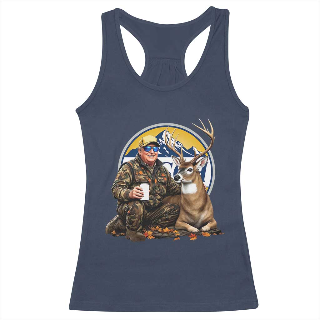 Trump Deer Hunting Racerback Tank Top Hunter Beer Drinking Retro Vintage TS02 Navy Print Your Wear