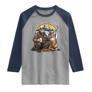 Trump Deer Hunting Raglan Shirt Hunter Beer Drinking Retro Vintage TS02 Sport Gray Navy Print Your Wear