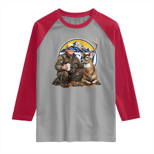 Trump Deer Hunting Raglan Shirt Hunter Beer Drinking Retro Vintage TS02 Sport Gray Red Print Your Wear