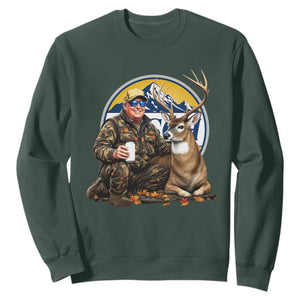 Trump Deer Hunting Sweatshirt Hunter Beer Drinking Retro Vintage TS02 Dark Forest Green Print Your Wear