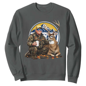 Trump Deer Hunting Sweatshirt Hunter Beer Drinking Retro Vintage TS02 Dark Heather Print Your Wear