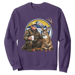 Trump Deer Hunting Sweatshirt Hunter Beer Drinking Retro Vintage TS02 Purple Print Your Wear