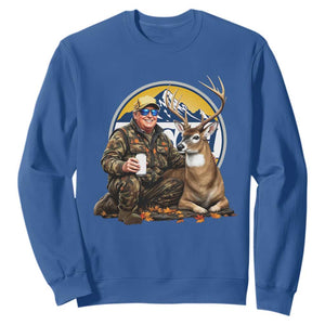 Trump Deer Hunting Sweatshirt Hunter Beer Drinking Retro Vintage TS02 Royal Blue Print Your Wear