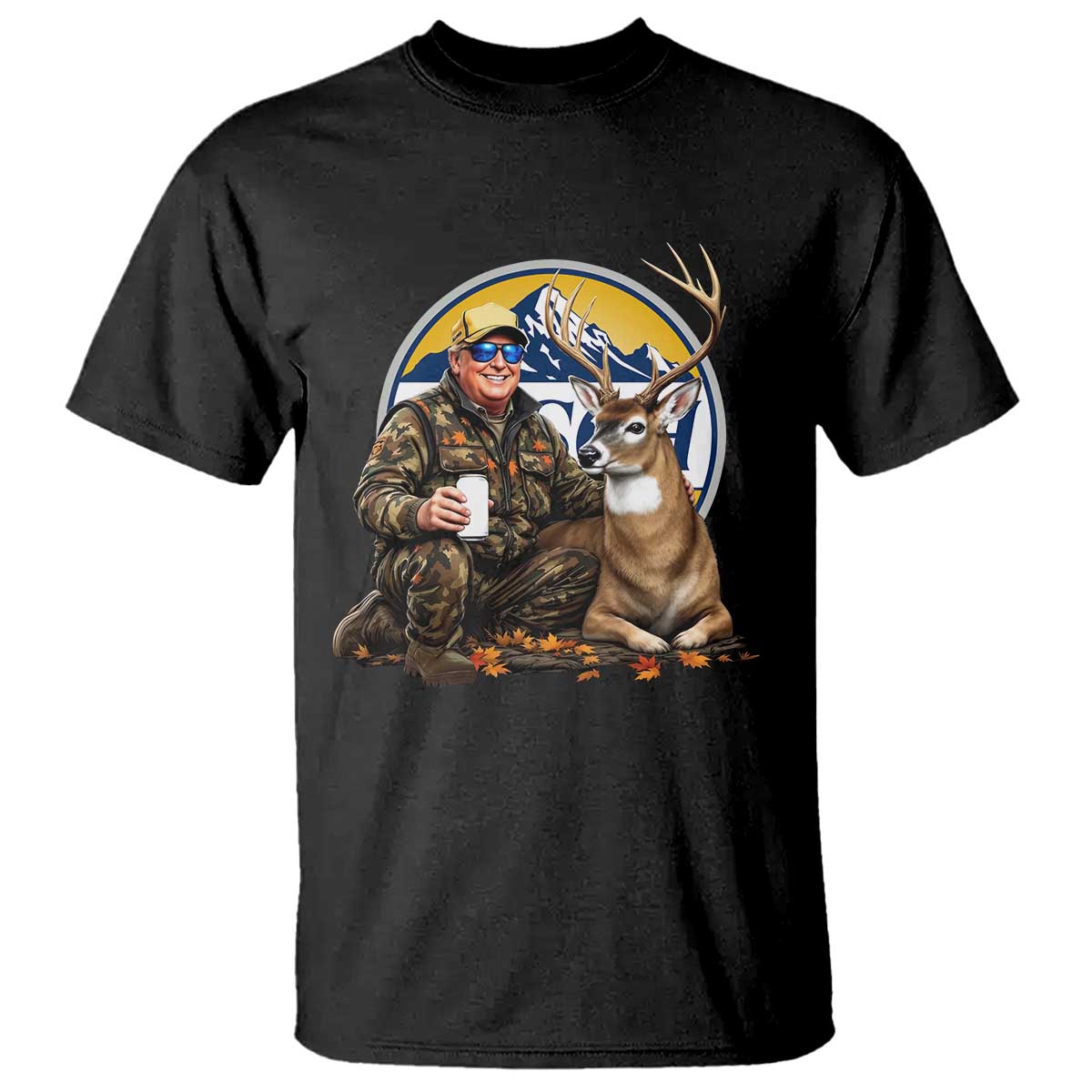 Trump Deer Hunting T Shirt Hunter Beer Drinking Retro Vintage TS02 Black Print Your Wear