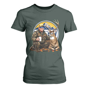 Trump Deer Hunting T Shirt For Women Hunter Beer Drinking Retro Vintage TS02 Dark Forest Green Print Your Wear