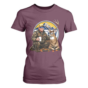 Trump Deer Hunting T Shirt For Women Hunter Beer Drinking Retro Vintage TS02 Maroon Print Your Wear