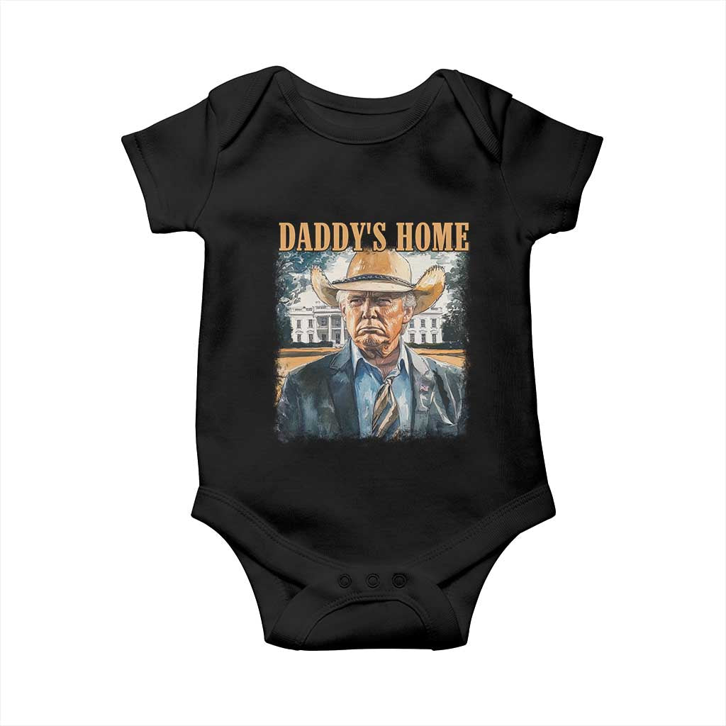 Trump Cowboy Baby Onesie Western Daddy's Home Take America Back Retro Throwback TS02 Black Print Your Wear