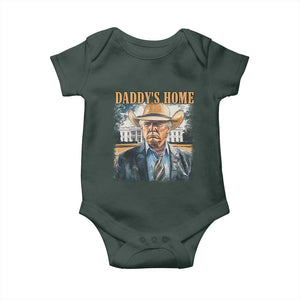 Trump Cowboy Baby Onesie Western Daddy's Home Take America Back Retro Throwback TS02 Dark Forest Green Print Your Wear