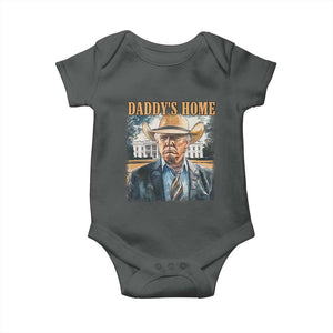 Trump Cowboy Baby Onesie Western Daddy's Home Take America Back Retro Throwback TS02 Dark Heather Print Your Wear