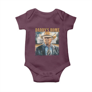 Trump Cowboy Baby Onesie Western Daddy's Home Take America Back Retro Throwback TS02 Maroon Print Your Wear