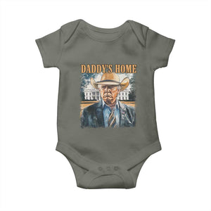 Trump Cowboy Baby Onesie Western Daddy's Home Take America Back Retro Throwback TS02 Military Green Print Your Wear