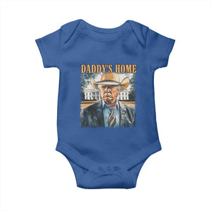 Trump Cowboy Baby Onesie Western Daddy's Home Take America Back Retro Throwback TS02 Royal Blue Print Your Wear