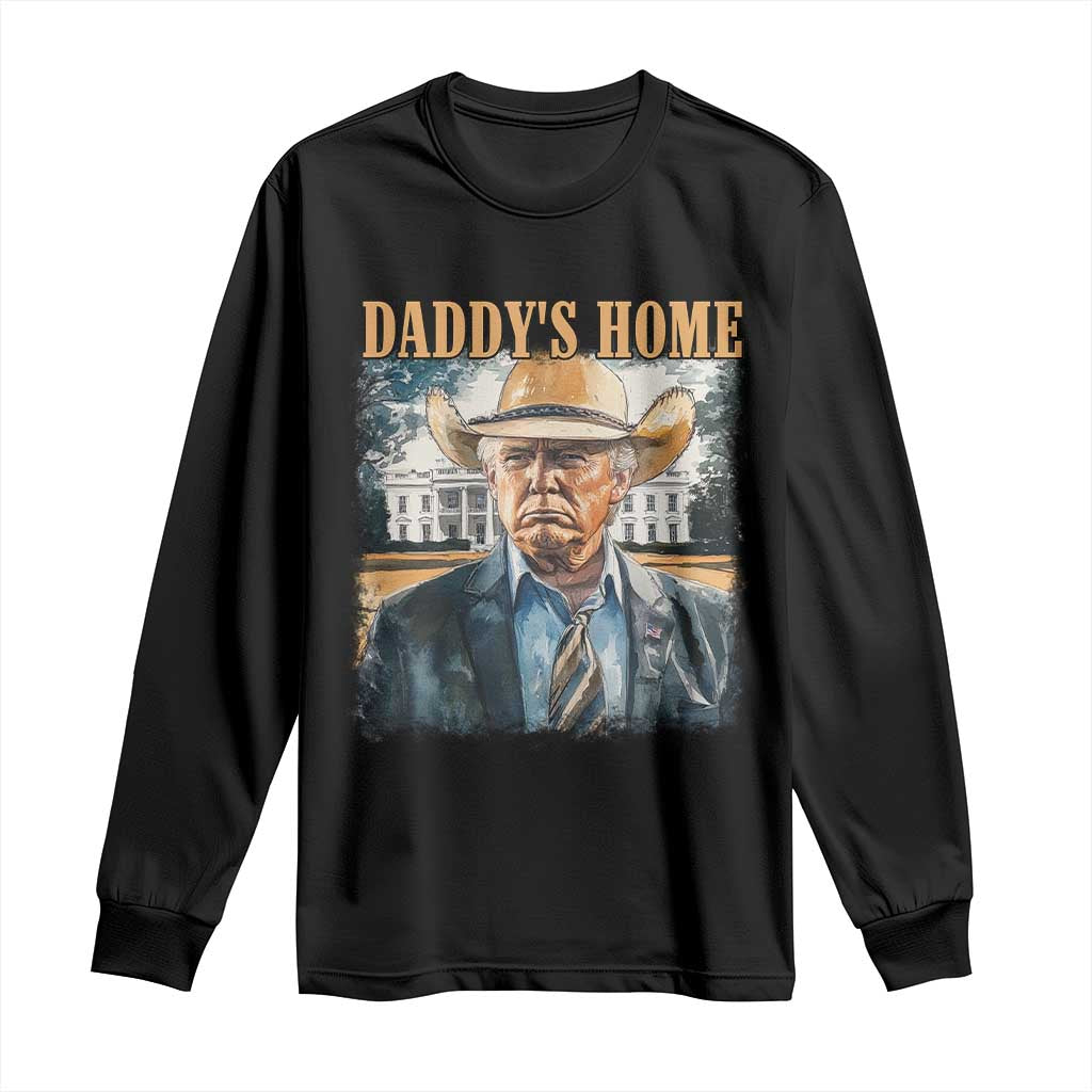 Trump Cowboy Long Sleeve Shirt Western Daddy's Home Take America Back Retro Throwback TS02 Black Print Your Wear