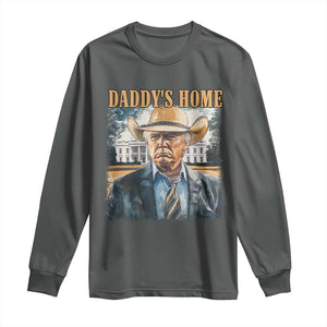 Trump Cowboy Long Sleeve Shirt Western Daddy's Home Take America Back Retro Throwback TS02 Dark Heather Print Your Wear