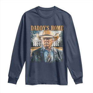 Trump Cowboy Long Sleeve Shirt Western Daddy's Home Take America Back Retro Throwback TS02 Navy Print Your Wear