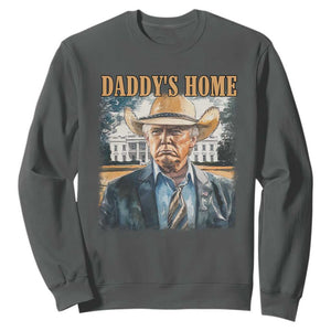 Trump Cowboy Sweatshirt Western Daddy's Home Take America Back Retro Throwback TS02 Dark Heather Print Your Wear