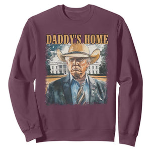 Trump Cowboy Sweatshirt Western Daddy's Home Take America Back Retro Throwback TS02 Maroon Print Your Wear