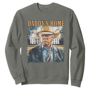 Trump Cowboy Sweatshirt Western Daddy's Home Take America Back Retro Throwback TS02 Military Green Print Your Wear