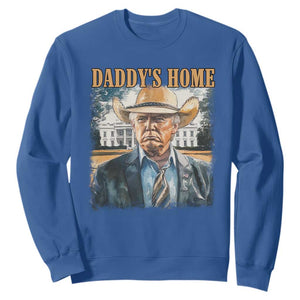 Trump Cowboy Sweatshirt Western Daddy's Home Take America Back Retro Throwback TS02 Royal Blue Print Your Wear