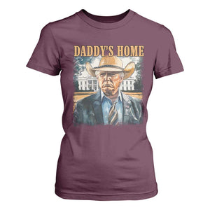 Trump Cowboy T Shirt For Women Western Daddy's Home Take America Back Retro Throwback TS02 Maroon Print Your Wear