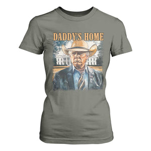 Trump Cowboy T Shirt For Women Western Daddy's Home Take America Back Retro Throwback TS02 Military Green Print Your Wear