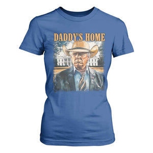 Trump Cowboy T Shirt For Women Western Daddy's Home Take America Back Retro Throwback TS02 Royal Blue Print Your Wear