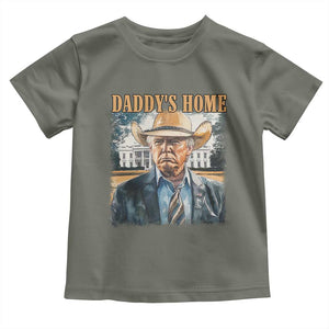 Trump Cowboy Toddler T Shirt Western Daddy's Home Take America Back Retro Throwback TS02 Military Green Print Your Wear