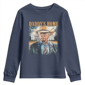 Trump Cowboy Youth Sweatshirt Western Daddy's Home Take America Back Retro Throwback TS02 Navy Print Your Wear